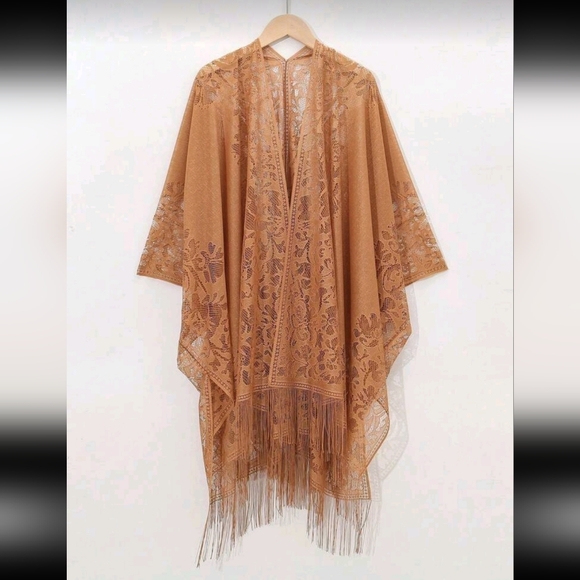 India Boutique Other - Tan Lace Kimono NWOT